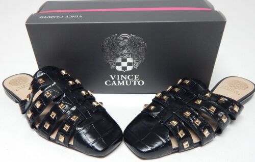 Vince Camuto Lendinna Sz US 9 M EU 40 Women's Leather Studded Mules Black Croco