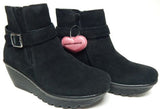 Skechers Parallel Day Date Size US 7.5 M EU 37.5 Women's Suede Wedge Boots Black