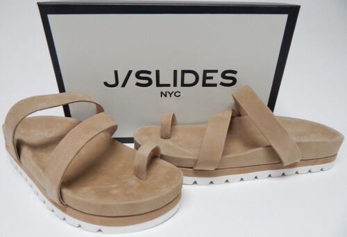 J/Slides Roper Sz 6 M Womens Nubuck Leather Toe Loop Platform Slide Sandals Sand