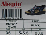 Alegria Micah Size US 5-5.5 M EU 35 Women's Strappy Wedge Sandals Black Floral