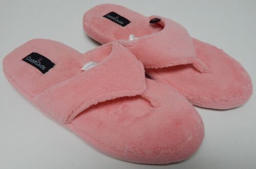 Cuddl Duds Size Medium (US 7-8) Women's Terry Thong Indoor House Slippers Coral