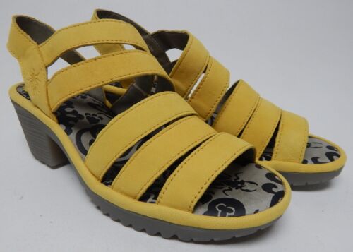Fly London Woze Size EU 40 M (US 9-9.5) Women's Leather Strappy Sandals Yellow