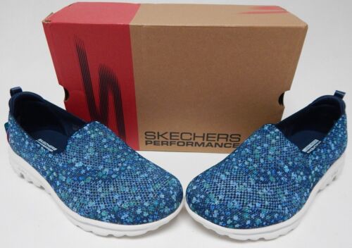 Skechers Go Walk Classic Ocean Blossom Sz 6.5 W WIDE EU 36.5 Women's Shoes Navy