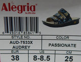 Alegria Audrey Sz 8-8.5 M EU 38 Women's Leather 3-Band Slide Sandals Passionate