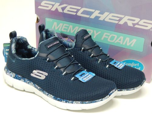 Skechers Summits Party Mix Size US 8.5 M EU 38.5 Women's Slip-On Shoes Navy
