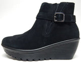 Skechers Parallel Day Date Size US 7.5 M EU 37.5 Women's Suede Wedge Boots Black