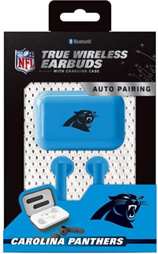 SOAR NFL Bluetooth True Wireless Earbuds with Charging Case Carolina Panthers