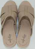 Clarks Valarie Sz US 8.5 W WIDE EU 39.5 Women's Nubuck Slide Heeled Sandals Sand - Texas Shoe Shop