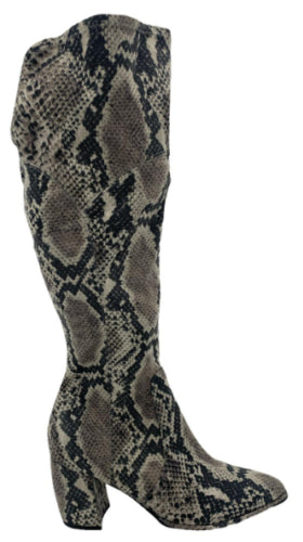 Marc Fisher Lella Size US 5 M Women's Wide Calf Knee-High Boots Snake Gray Multi