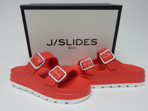 J/Slides Simply Sz US 9 M Women's Adjustable 2-Strap Platform Slide Sandals Red