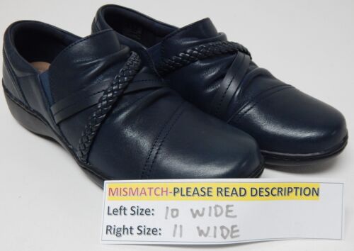 MISMATCH Clarks Cora Braid Size 10 W Left & 11 W WIDE Right Womens Slip-On Shoes