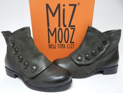 Miz Mooz Spring Size EU 37 W WIDE (US 6.5-7) Women's Leather Ankle Booties Olive