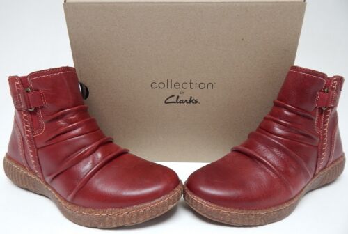 Clarks Caroline Orchid Size US 8.5 M EU 39.5 Women's Leather Ankle Booties Red