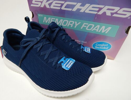 Skechers Ultra Flex Pop Sensation Size US 8.5 W WIDE EU 38.5 Women's Shoes Navy