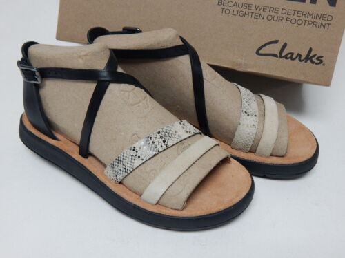Clarks Jemsa Strap Size 9.5 M EU 41 Women's Leather Strappy Sandals Black Combi
