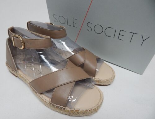 Sole Society Saundra Size 7 M EU 37.5 Women's Leather Espadrille Sandals Taupe