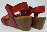 OTBT Harriett Size US 6 M Women's Leather Crisscross Platform Wedge Sandals Red