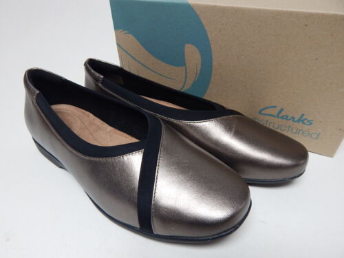 Clarks Unstructured Darcey Ease Sz 8.5 W WIDE EU 39.5 Women's Leather Flat Shoes