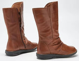 Miz Mooz Pass Size EU 39 W WIDE (US 8.5-9) Women's Leather Ruched Boots Brandy