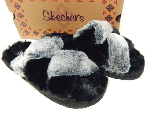 Skechers Cozy Slide Lovely Vibes Size 7 M EU 37 Women's Faux Fur Slippers Black
