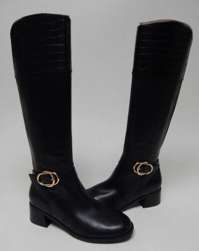 Marc Fisher Hailin Sz US 6.5 M Women's Leather Wide-Calf Tall-Shaft Boots Black