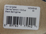 prAna Marina Size Small (S) 34 D-Cup Underwire Tankini Top Black Springtime
