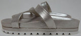 J/Slides Roper Sz 9 M Women's Metallic Leather Toe Loop Slide Sandals Light Gold