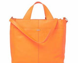 Vince Camuto Remy Woven Leather Shoulder Strap Zip Snap Tote Bag Monarch Orange