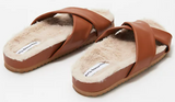RM Rebecca Minkoff Size 8 M Women's Crisscross Strap Slide Sandals Luggage Brown - Texas Shoe Shop