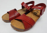 OTBT Harriett Size US 6 M Women's Leather Crisscross Platform Wedge Sandals Red