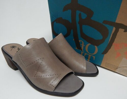 OTBT Southwest Size US 8 M Women's Leather Perforated Heeled Slide Sandals Zinc