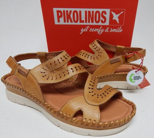 Pikolinos Altea Sz EU 40 M (US 9.5-10) Women's Perf Leather Wedge Sandals Honey