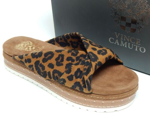 Vince Camuto Rareden Size 6.5 M EU 37 Women's Leather Platform Slide Sandals Leo