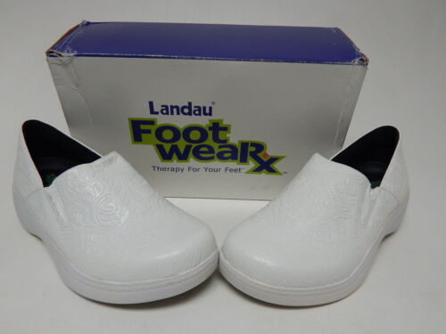 Landau Vitality Size 9 M EU 40 Women's Leather Slip-Resistant Clogs White Floral