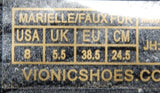 Vionic Marielle Sz 8 M EU 38.5 Women's Faux Fur Adjustable Mule Slippers Natural