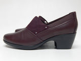 Clarks Emily Step Size 11 M EU 42.5 Women's Leather Slip-On Heels Shoes Burgundy
