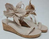 Cecelia New York Lala Cork Size 8.5 M Women's Leather Floral Wedge Sandals Nude