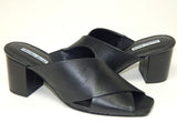Charles David Size 9.5 M Women's Leather Crossband Peep-Toe Slide Sandals Black
