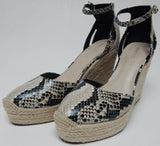 Marc Fisher Teelan 2 Size US 7 M Womens Espadrille Wedge Ankle Strap Pumps Snake