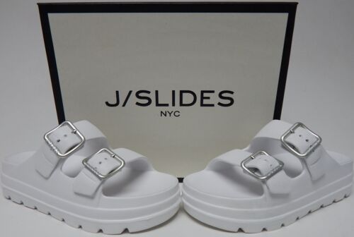 J/Slides Simply Size 8 M Women's Adjustable 2-Strap Platform Slide Sandals White