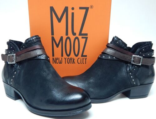 Miz Mooz Booker Sz EU 42 W WIDE (US 10.5-11) Women's Leather Studded Boots Black