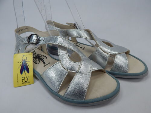 FLY London Cula Sz EU 38 M (US 7.5-8) Women's Leather Woven Strappy Flat Sandals