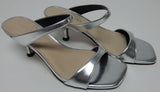 Marc Fisher Gayna Size US 5.5 M Women's Square Toe 2-Band Slide Sandals Silver