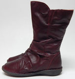 Miz Mooz Pass Sz EU 41 W WIDE (US 9.5-10) Women's Leather Ruched Boots Bordeaux