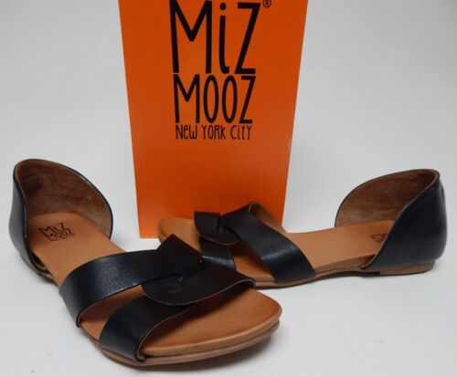 Miz Mooz Amory Size EU 40 M (US 9-9.5) Women's Leather Flat Slide Sandals Black