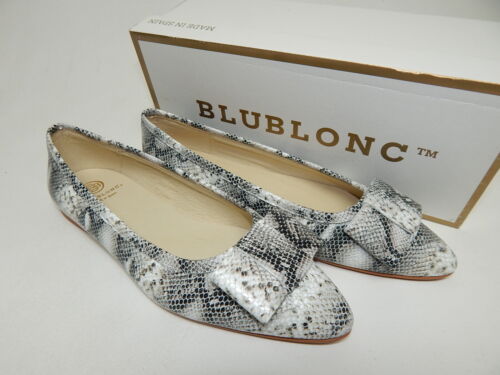 BluBlonc Maya Size EU 39 (US 9 M) Women's Leather Pointed Toe Flat Shoes Snake