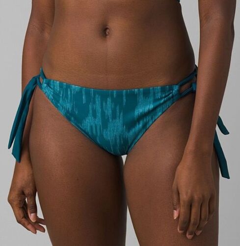 prAna Audrey Size Small (S) Mid Rise Tie Side Bikini Bottoms Deep Verde Ikat