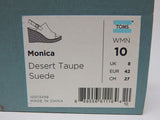 Toms Monica Sz US 10 M EU 42 Women's Espadrille Suede Wedge Sandals Desert Taupe