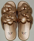 Isaac Mizrahi Live! Sz US 7.5 M Women's Dual-Band Slide Sandals Floral Rose Gold