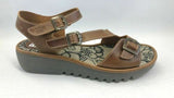 Fly London Bridle Size EU 41 (US 10-10.5 M) Women's Leather Wedge Sandals Camel